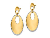 14K Two-tone Gold Polished Textured Dangle Earrings