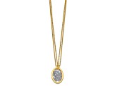 14K Yellow Gold and White Gold Fancy Oval Pendant with 17.5 Inch Cable Chain