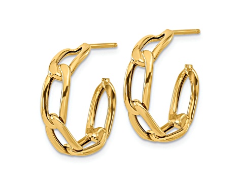 14k Yellow Gold 13/16 inch Polished Link Hoop Earrings