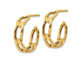 14k Yellow Gold 13/16 inch Polished Link Hoop Earrings