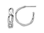 Rhodium Over 14K White Gold 13/16 inch Polished Link Hoop Earrings