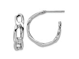 Rhodium Over 14K White Gold 13/16 inch Polished Link Hoop Earrings