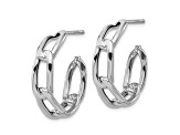 Rhodium Over 14K White Gold 13/16 inch Polished Link Hoop Earrings