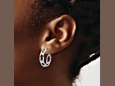 Rhodium Over 14K White Gold 13/16 inch Polished Link Hoop Earrings