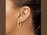 10k Yellow Gold 1/1 inch Polished and Textured Oval Hoop Earrings