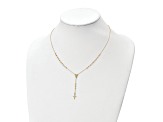 14k Yellow Gold and 14k Rose Gold Diamond-Cut Cross Y-Drop Cable Link 17.75 Inch Necklace