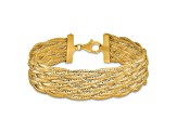 14k Yellow Gold Polished 16.8mm Braided Mesh Stretchable Bracelet