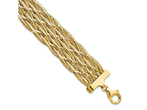 14k Yellow Gold Polished 16.8mm Braided Mesh Stretchable Bracelet