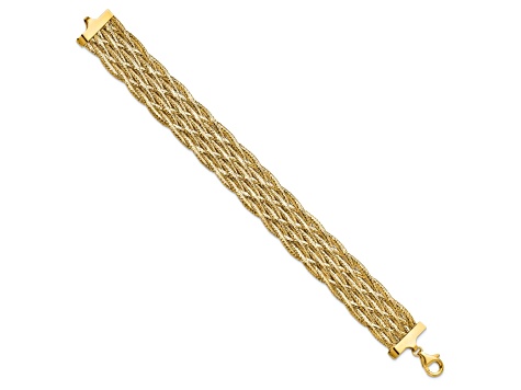 14k Yellow Gold Polished 16.8mm Braided Mesh Stretchable Bracelet