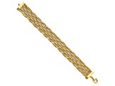 14k Yellow Gold Polished 16.8mm Braided Mesh Stretchable Bracelet
