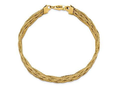 14k Yellow Gold Polished 16.8mm Braided Mesh Stretchable Bracelet