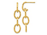 14k Yellow Gold Polished Triple Circle Link Dangle Earrings