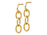 14k Yellow Gold Polished Triple Circle Link Dangle Earrings