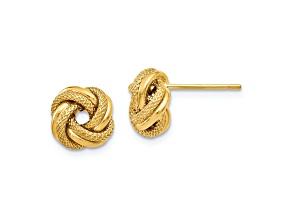 10k Yellow Gold 8mm Polished Diamond-Cut Love Knot Stud Earrings