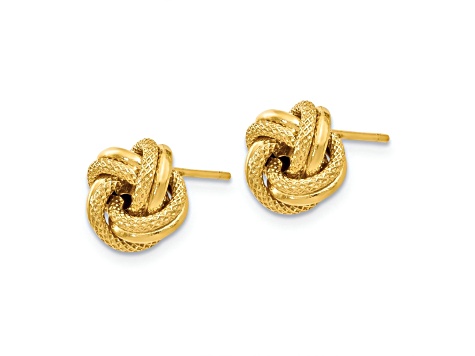 10k Yellow Gold 8mm Polished Diamond-Cut Love Knot Stud Earrings