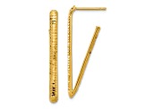 14k Yellow Gold 1 1/4 inch Polished and Diamond-Cut Triangle J-Hoop Earrings