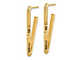 14k Yellow Gold 1 1/4 inch Polished and Diamond-Cut Triangle J-Hoop Earrings
