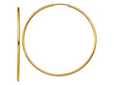 14k Yellow Gold 2 inch Polished Round Endless Hoop Earrings