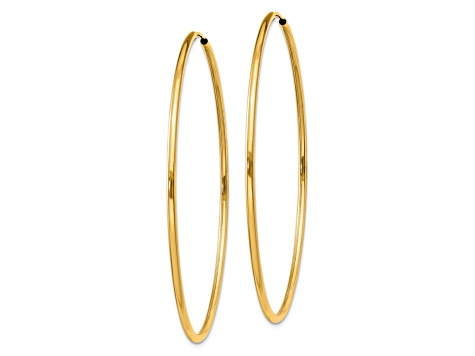 14k Yellow Gold 2 inch Polished Round Endless Hoop Earrings