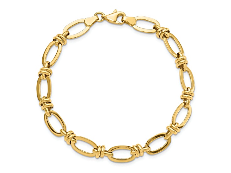 14k Yellow Gold Polished 8mm Fancy Link Bracelet