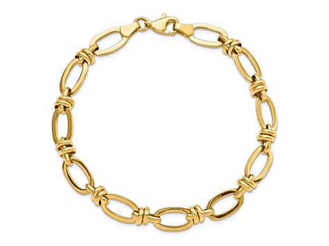 14k Yellow Gold Polished 8mm Fancy Link Bracelet