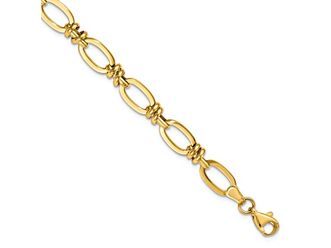 14k Yellow Gold Polished 8mm Fancy Link Bracelet
