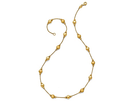 14k Yellow Gold Diamond-Cut, Scratch Finish and Polished 17 Inch Necklace