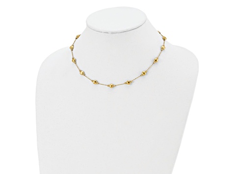 14k Yellow Gold Diamond-Cut, Scratch Finish and Polished 17 Inch Necklace