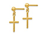 14k Yellow Gold Polished Cross Drop Earrings