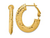 14k Yellow Gold 1 inch Polished and Diamond-Cut Knife Edge Hoop Earrings