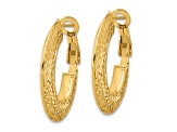 14k Yellow Gold 1 inch Polished and Diamond-Cut Knife Edge Hoop Earrings