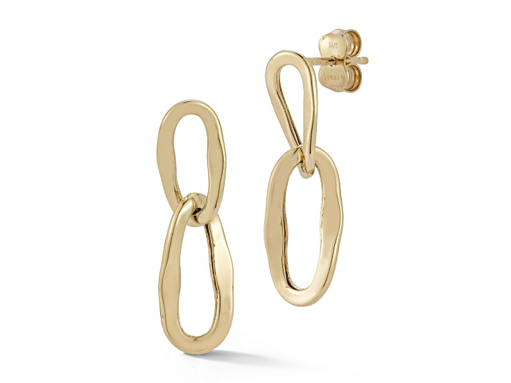 Bellissima Gold 14K Yellow Gold Wavy Double Link Dangle Earrings