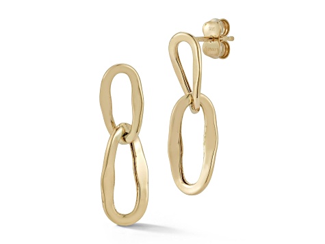 Bellissima Gold 14K Yellow Gold Wavy Double Link Dangle Earrings