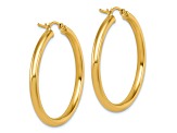 14k Yellow Gold 1 7/16 inch Polished Hoop Earrings