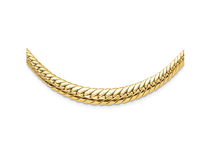 14k Yellow Gold 8mm Polished Graduated Fancy 18 Inch Chain