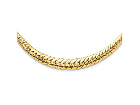 14k Yellow Gold 8mm Polished Graduated Fancy 18 Inch Chain