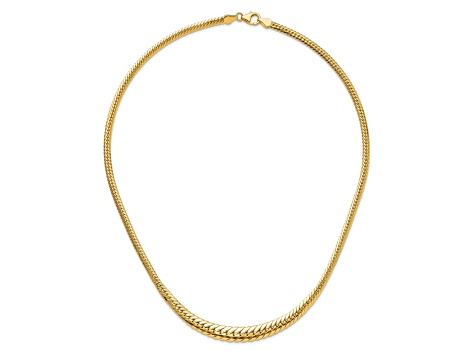 14k Yellow Gold 8mm Polished Graduated Fancy 18 Inch Chain