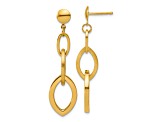 14k Yellow Gold Polished and Brushed Fancy Dangle Earrings