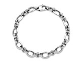 Rhodium Over 14k White Gold Polished 9mm Fancy Link Bracelet