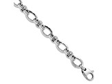 Rhodium Over 14k White Gold Polished 9mm Fancy Link Bracelet