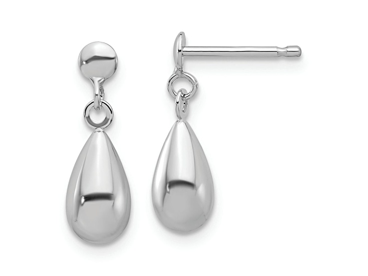 Rhodium Over 14k White Gold Polished Teardrop Dangle Earrings
