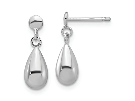 Rhodium Over 14k White Gold Polished Teardrop Dangle Earrings