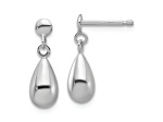 Rhodium Over 14k White Gold Polished Teardrop Dangle Earrings