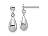 Rhodium Over 14k White Gold Polished Teardrop Dangle Earrings