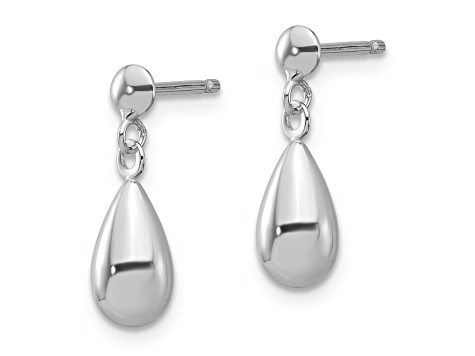 Rhodium Over 14k White Gold Polished Teardrop Dangle Earrings