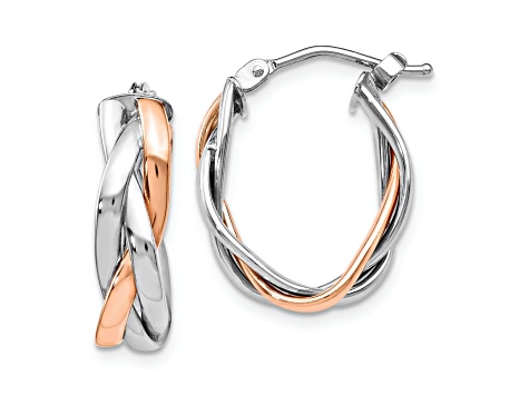 14K Two-tone Gold 13/16 inch Hinged Hoop Earrings