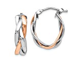 14K Two-tone Gold 13/16 inch Hinged Hoop Earrings