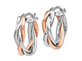 14K Two-tone Gold 13/16 inch Hinged Hoop Earrings