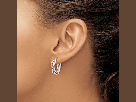 14K Two-tone Gold 13/16 inch Hinged Hoop Earrings