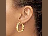 14k Yellow Gold 1 1/4 inch Polished Diamond-Cut Round Hoop Earrings